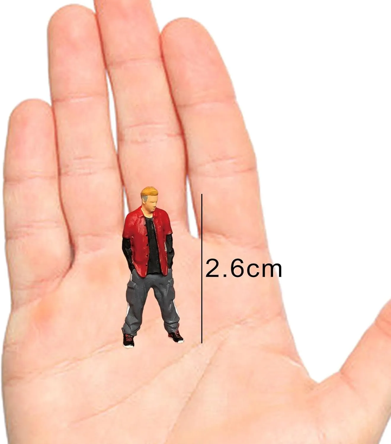Yiju Miniature People Figurine Set for Train Scene, Black red