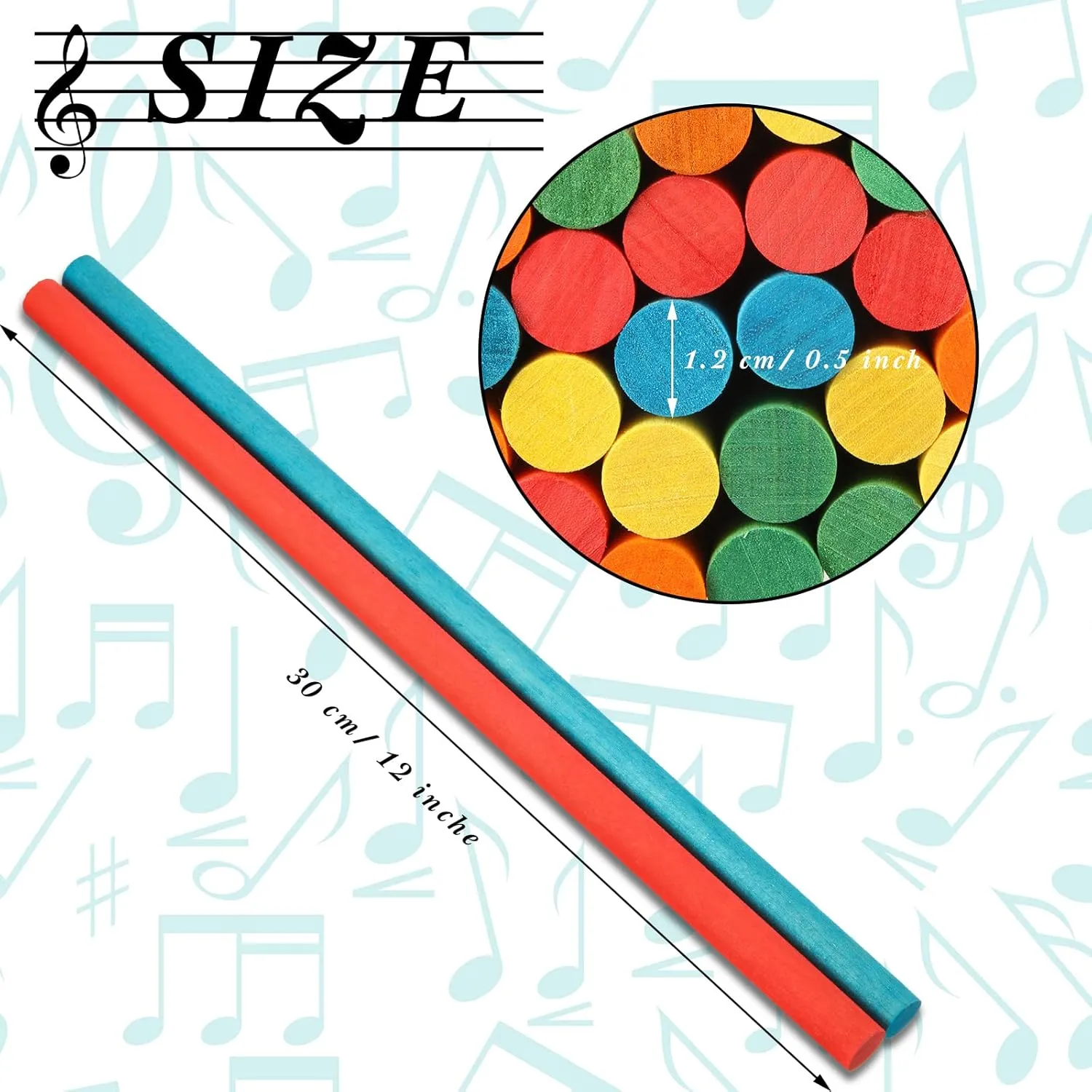 Yookeer 30 Pcs Rhythm Sticks for Kids Bulk 5 Colors Wooden Lummi Sticks Music Toys Percussion Instruments for Kids Toddler Present, Girls Boys Classroom Play Music Learning(30 cm/ 12 Inches)