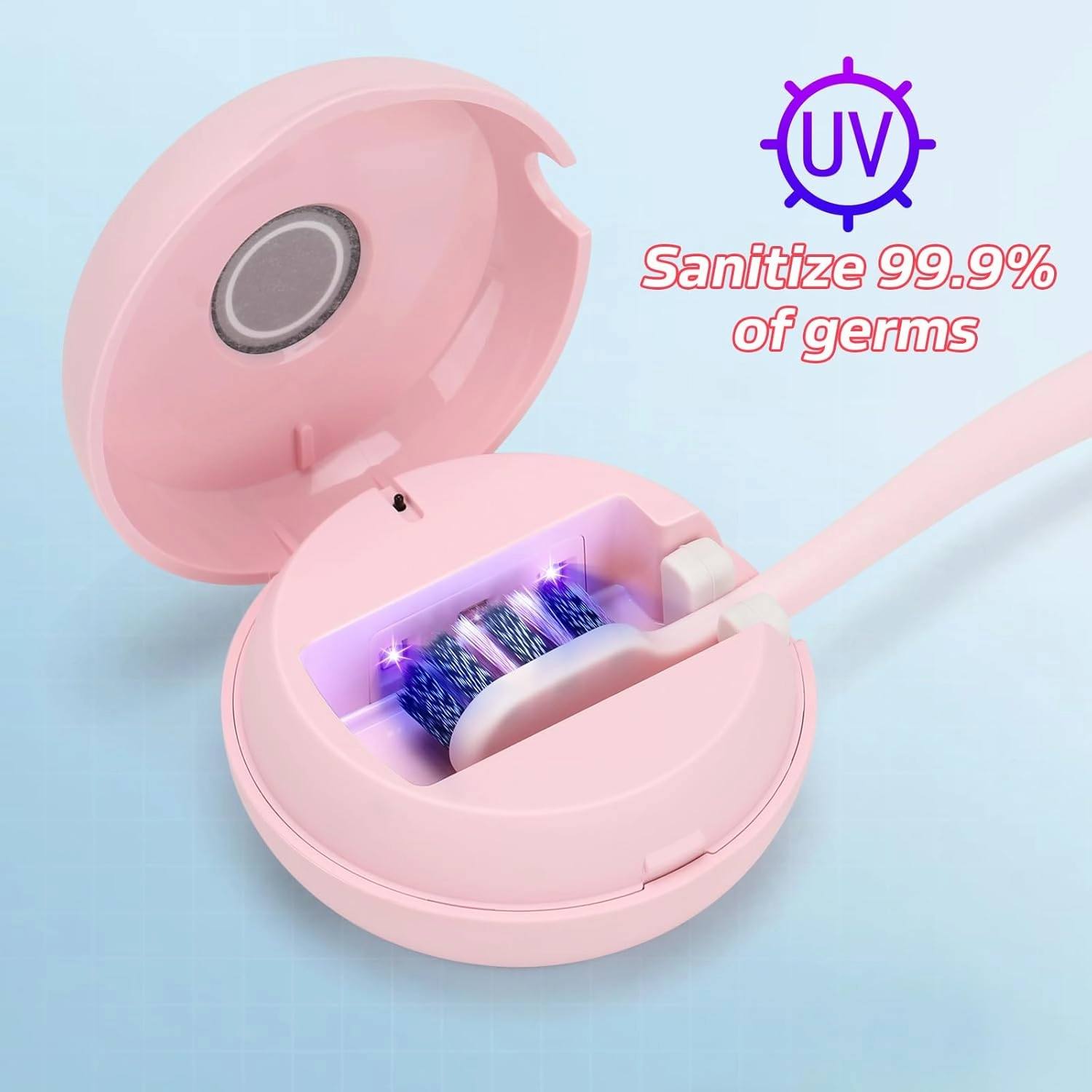 YourMate Toothbrush Sanitizer Covers Rechargeable Travel Toothbrush Case with Magnetic Holder for Houshold and Traveling Pink