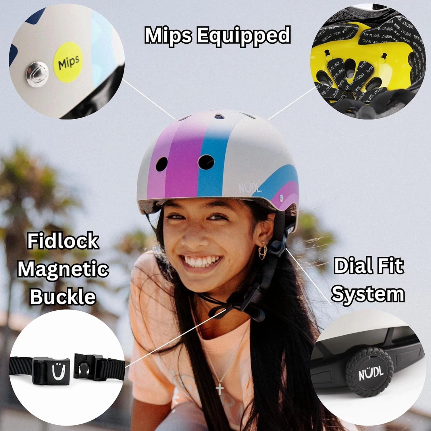 Youth Kids MIPS Bike Helmet for Boys, Girls, Teens & Children Ages 3-16, 11 Vents, No Pinch Fidlock Buckle, for Scooters, E-Bikes, in-Line Skates, Multi Sport, Skateboarding, and Bicycle