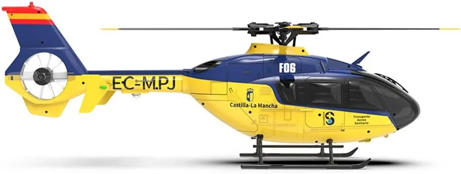 YU Xiang F06 RC Helicopter for Adults, EC-135 1:36 Scale 6CH Brushless Direct Drive, 3D/6G Flight Modes No Tail Rotor Design, Gift for Adults (RTF Version/Yellow & Blue)