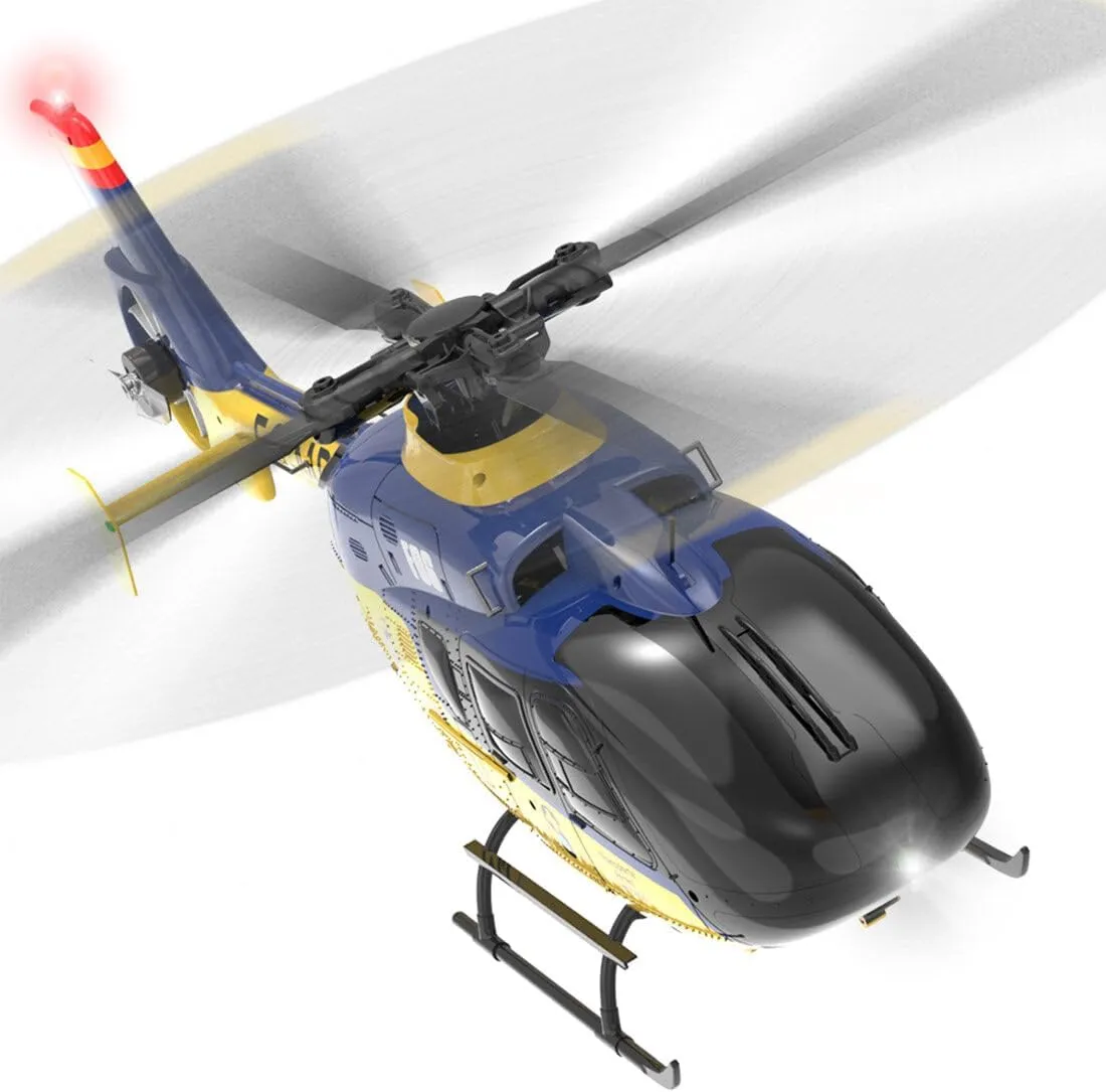 YU Xiang F06 RC Helicopter for Adults, EC-135 1:36 Scale 6CH Brushless Direct Drive, 3D/6G Flight Modes No Tail Rotor Design, Gift for Adults (RTF Version/Yellow & Blue)