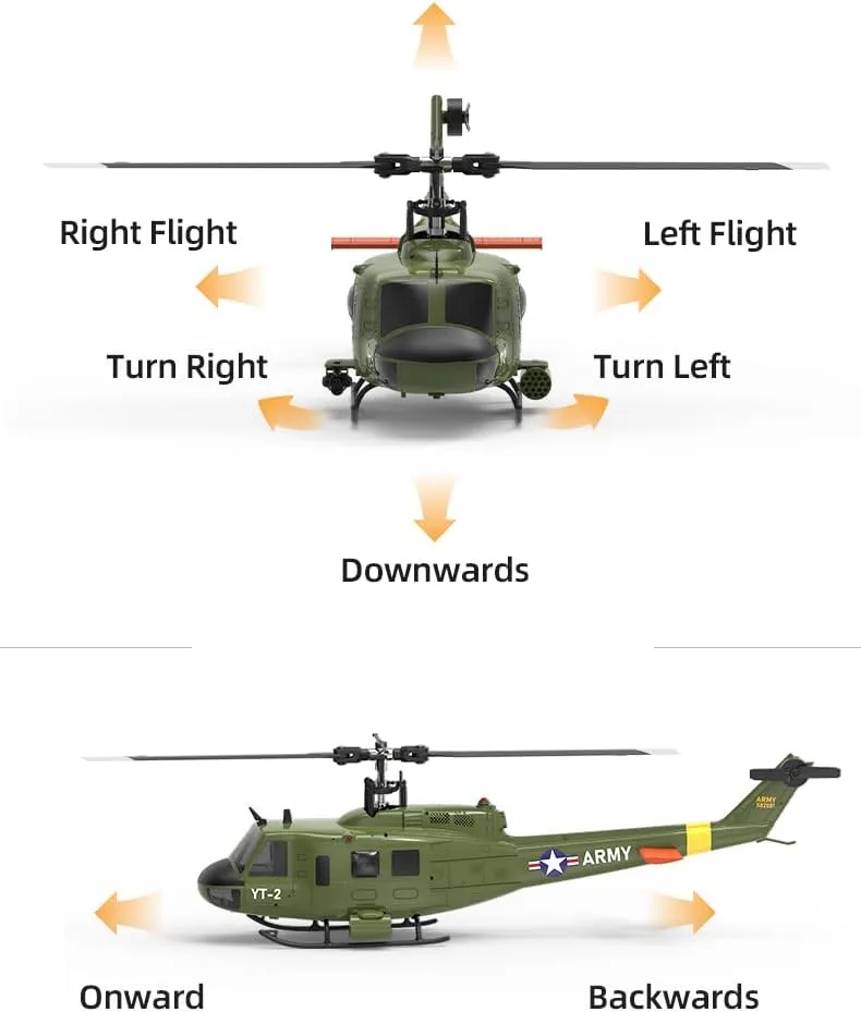 YU Xiang F07 UH-1 RC Helicopter for Adults, 1/34 Scale 2.4G 6CH Brushless Direct-Drive 6G Flybarless RC Helicopter Model with Optical Flow Positioning (1 Battery)