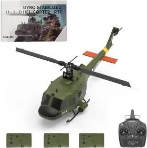 YU Xiang F07 UH-1 RC Helicopter for Adults, 1/34 Scale 2.4G 6CH Brushless Direct-Drive 6G Flybarless RC Helicopter Model with Optical Flow Positioning (3 Battery)