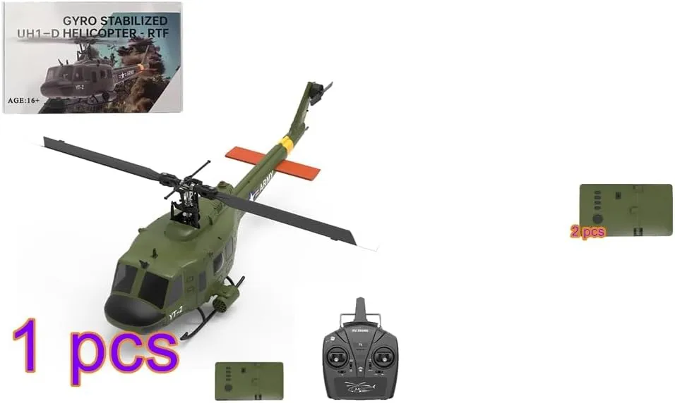 YU Xiang F07 UH-1 RC Helicopter for Adults, 1/34 Scale 2.4G 6CH Brushless Direct-Drive 6G Flybarless RC Helicopter Model with Optical Flow Positioning (3 Battery)