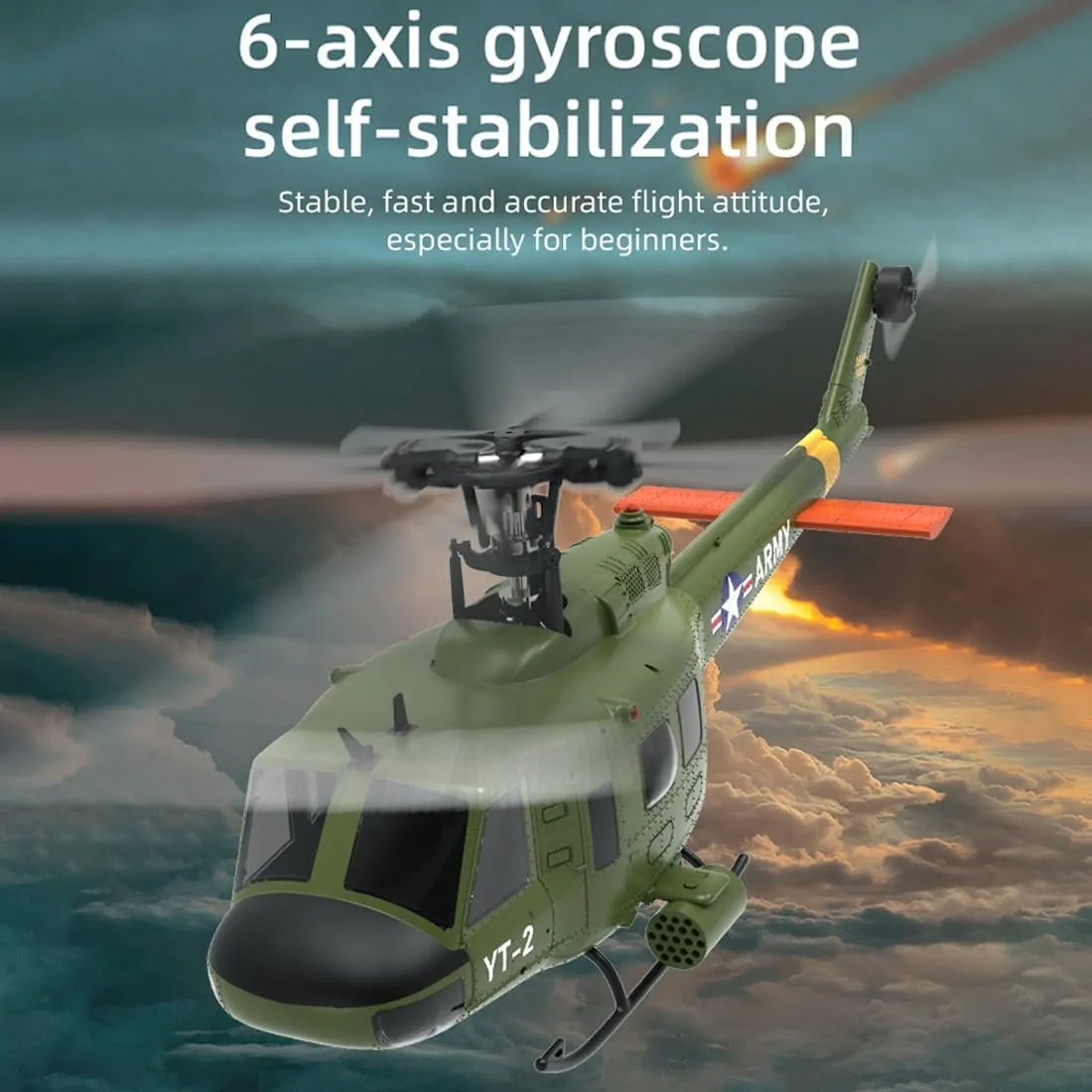 YU Xiang F07 UH-1 RC Helicopter for Adults, 1/34 Scale 2.4G 6CH Brushless Direct-Drive 6G Flybarless RC Helicopter Model with Optical Flow Positioning (3 Battery)