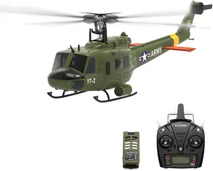 YU Xiang F07-V Bell UH-1 Huey RC Helicopter for Adults, 1/34 2.4G 6CH Brushless Direct-Drive 3D/6G Flybarless Helicopter Model, 6-Axis Gyro Brushless Flybarless Helicopter (1 Battery)