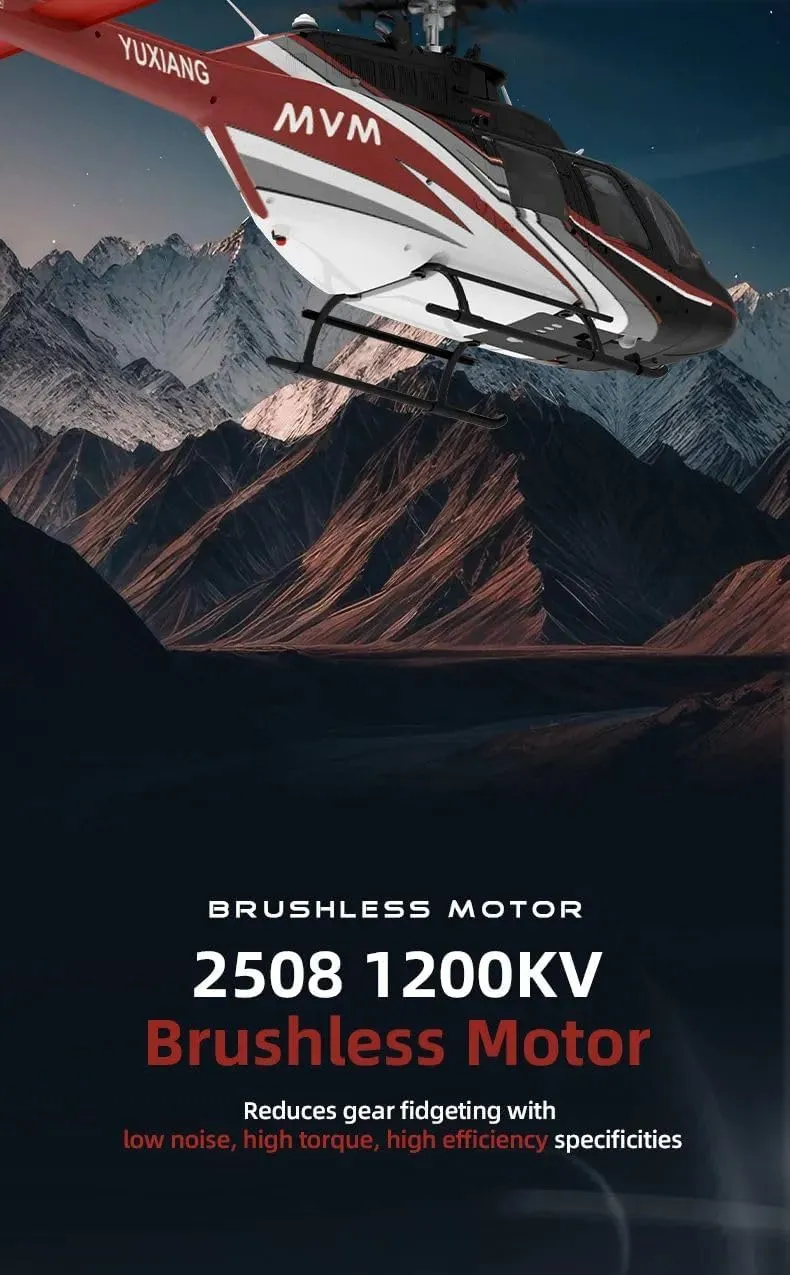 YU Xiang F08 1/27 Scale Bell 206 RC Helicopter, 2.4G 6CH Flybarless 6G RC Military Hlicopter with Brushless Motor & Optical Flow Positioning - RTF