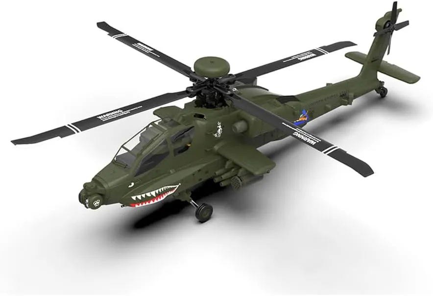 YU Xiang F11 AH64 RC Helicopter for Adults, 2.4G 6CH Apache Remote Control Helicopter, Dual-Axis Co-Drive Flybarless 6G/3D Stunt RC Airplane for Adults with Camera (RTF/2 Battery)