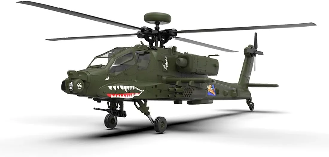 YU Xiang F11 AH64 RC Helicopter for Adults, 2.4G 6CH Apache Remote Control Helicopter, Dual-Axis Co-Drive Flybarless 6G/3D Stunt RC Airplane for Adults with Camera (RTF/2 Battery)