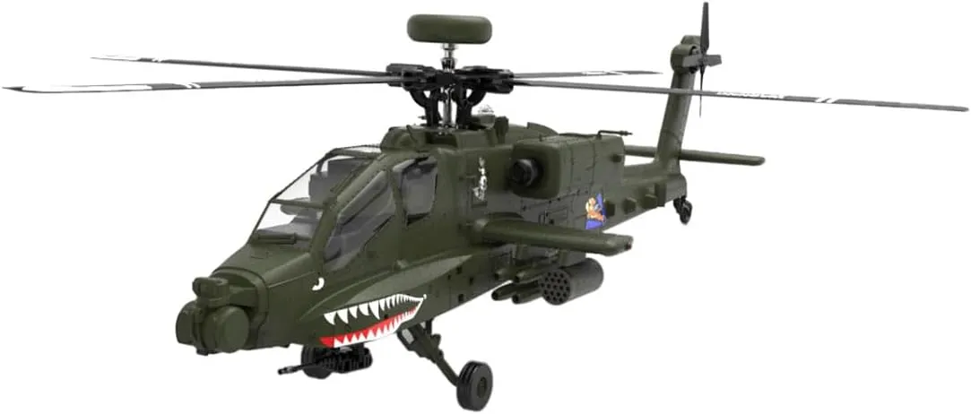 YU Xiang F11 AH64 RC Helicopter for Adults, 2.4G 6CH Apache Remote Control Helicopter, Dual-Axis Co-Drive Flybarless 6G/3D Stunt RC Airplane for Adults with Camera (RTF/2 Battery)