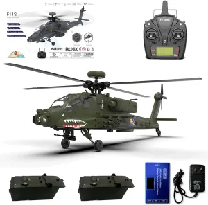 YU Xiang F11 AH64 RC Helicopter for Adults, 2.4G 6CH Apache Remote Control Helicopter, Dual-Axis Co-Drive Flybarless 6G/3D Stunt RC Airplane for Adults with Camera (RTF/2 Battery)