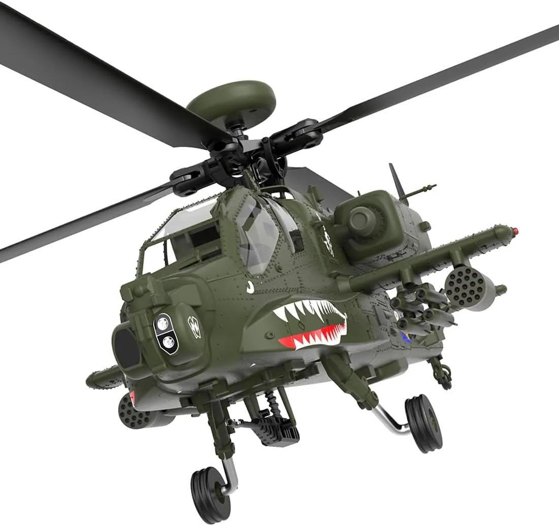 YU Xiang F11 AH64 RC Helicopter for Adults, 2.4G 6CH Apache Remote Control Helicopter, Dual-Axis Co-Drive Flybarless 6G/3D Stunt RC Airplane for Adults with Camera (RTF/2 Battery)