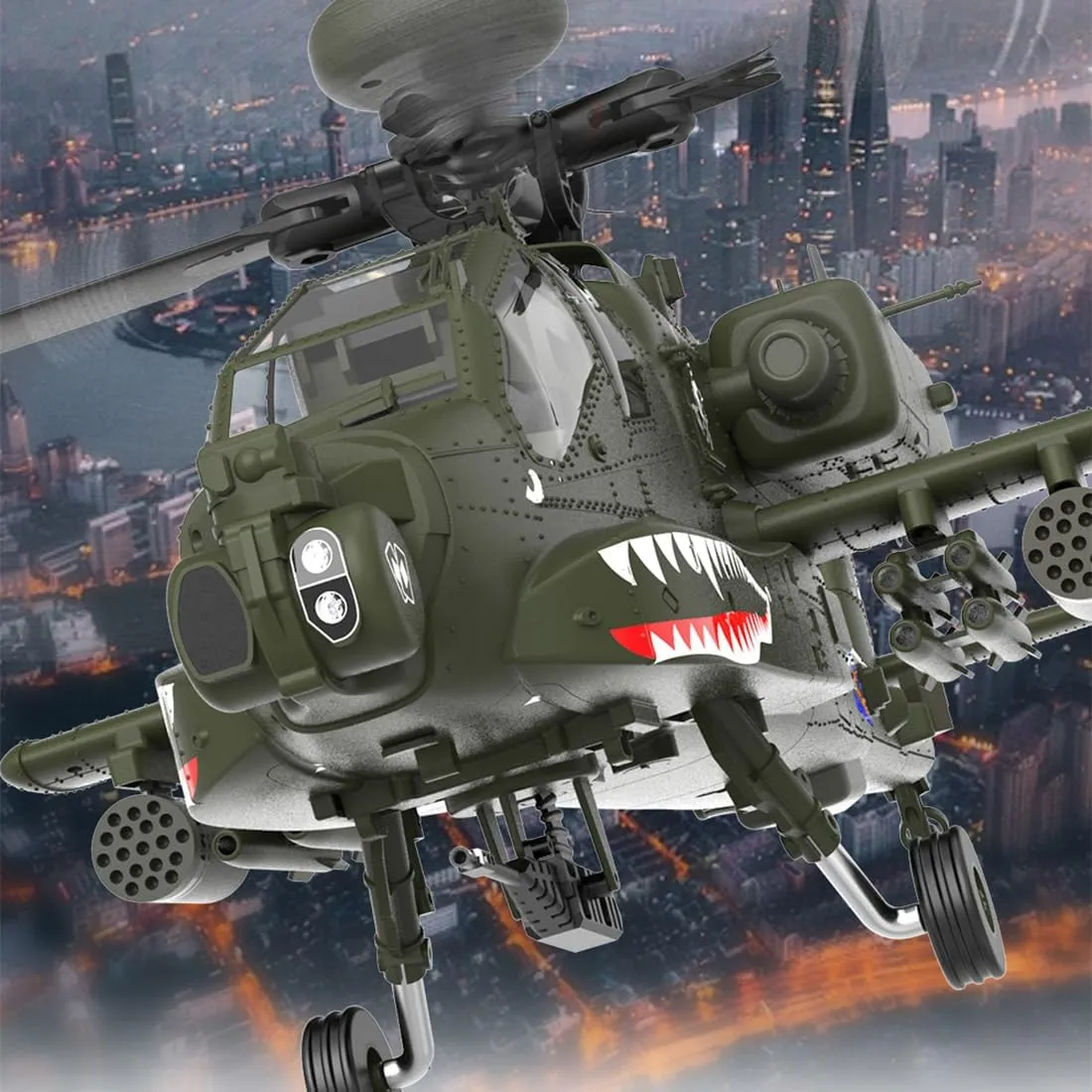 YU Xiang F11 AH64 RC Helicopter for Adults, 2.4G 6CH Apache Remote Control Helicopter, Dual-Axis Co-Drive Flybarless 6G/3D Stunt RC Airplane for Adults with Camera (RTF/2 Battery)