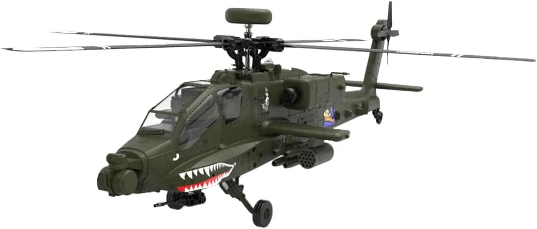 YU Xiang F11 AH64 RC Helicopter for Adults, 2.4G 6CH Apache Remote Control Helicopter, Dual-Axis Co-Drive Flybarless 6G/3D Stunt RC Airplane for Adults with Camera (RTF/2 Battery)