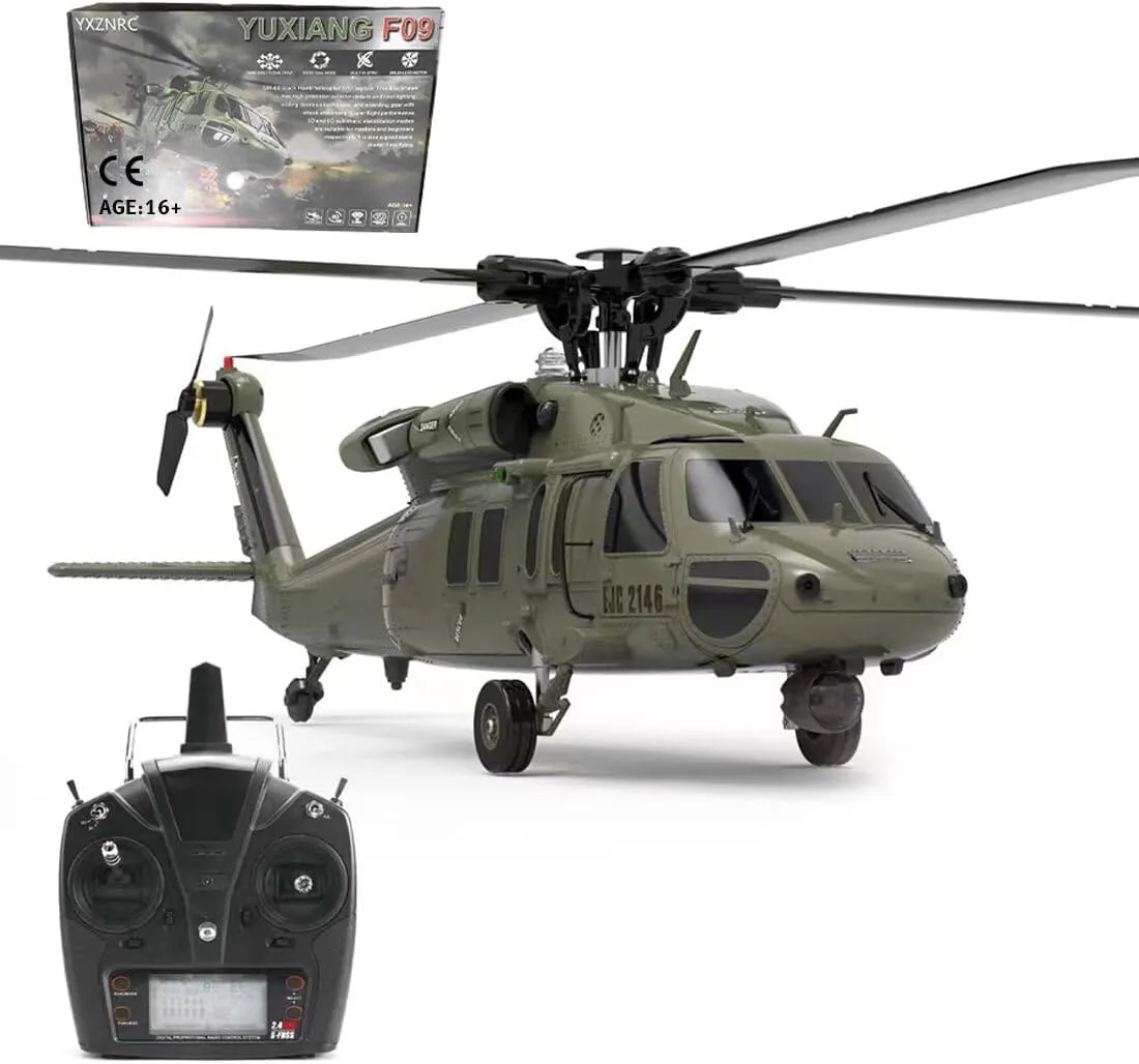 Yu Xiang YXZNRC F09-V Remote Control Helicopter for Adults, 1/47 2.4G 6CH Dual Brushless Motors Direct-Drive Adjustable Flight RC Helicopter, Gift for Adults (RTF Edition)