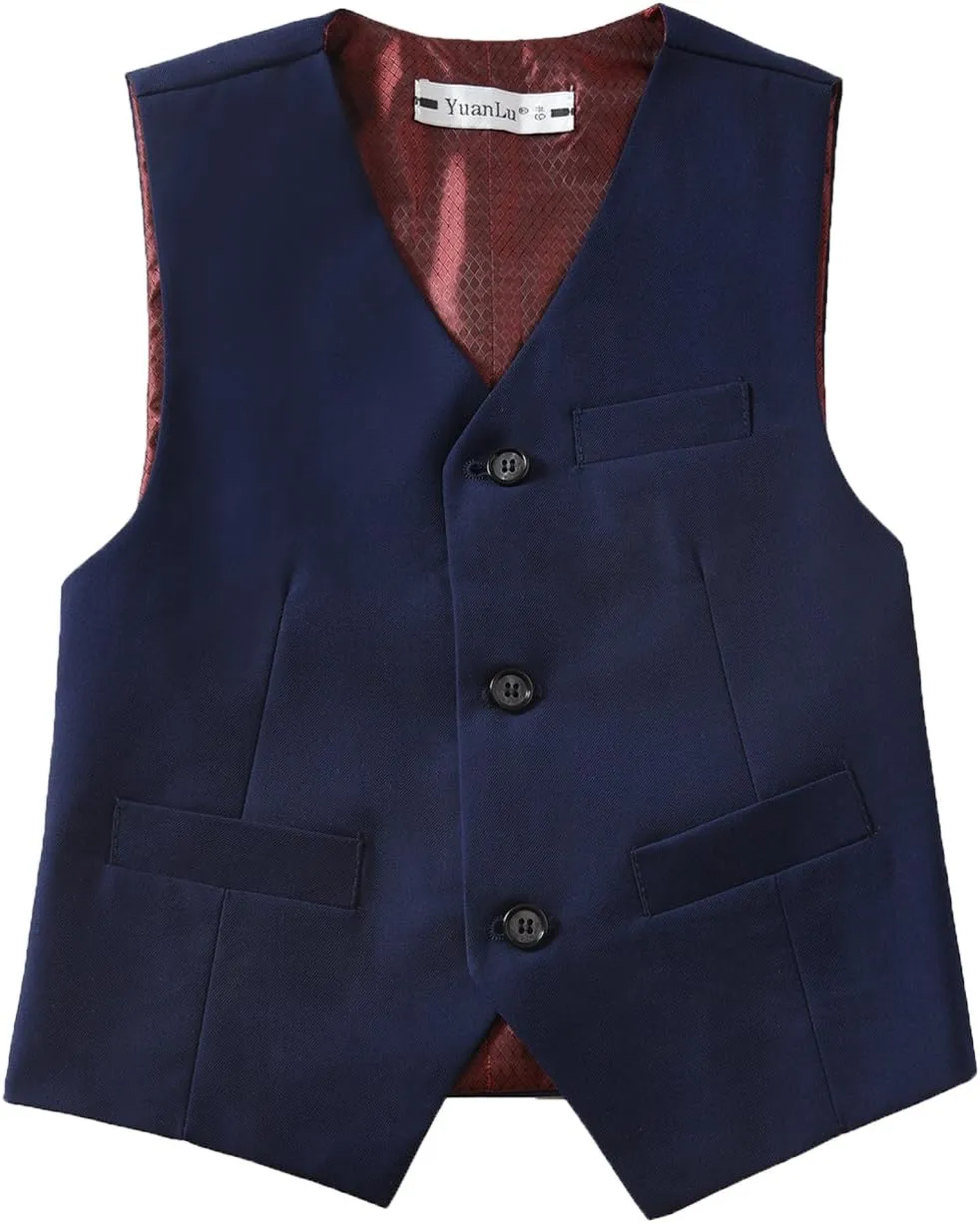 YuanLu Boys Suit Dress Clothes Ring Bearer Outfit Homecoming Dresses Boy Vest and Pants Set for Kids Wedding Tuxedo Suits