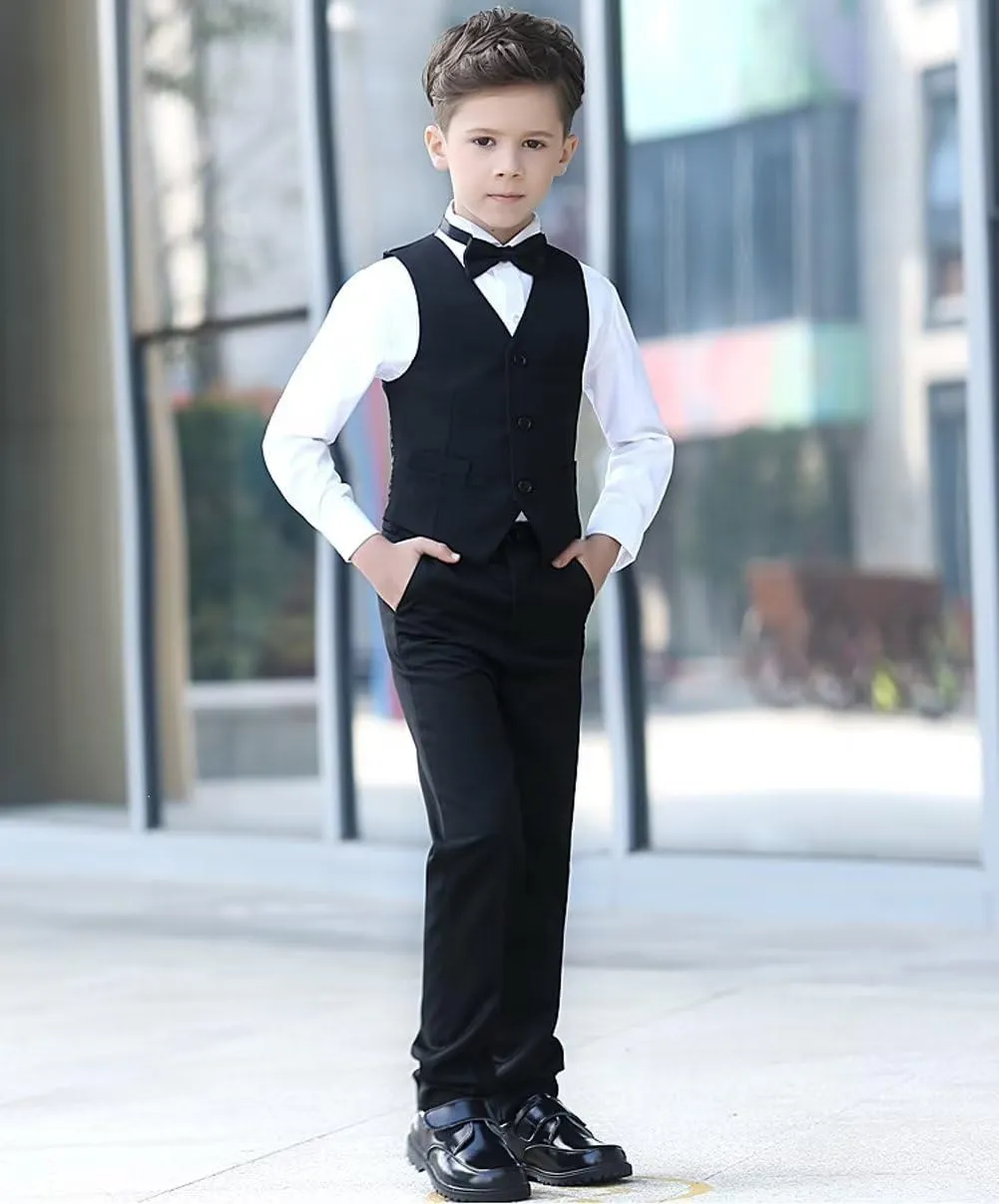 YuanLu Boys Suit for Kids Tuxedo Wedding Ring Bearer Outfit Boy Formal Suits 5 Piece Slim Fit Dresswear Suit Set