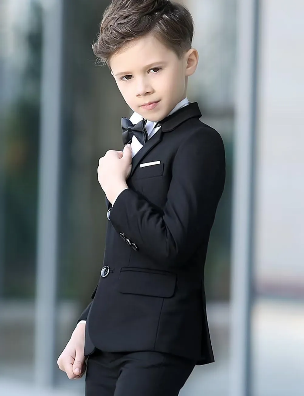 YuanLu Boys Suit for Kids Tuxedo Wedding Ring Bearer Outfit Boy Formal Suits 5 Piece Slim Fit Dresswear Suit Set