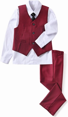 YuanLu Boys Suit Dress Clothes Ring Bearer Outfit Homecoming Dresses Boy Vest and Pants Set for Kids Wedding Tuxedo Suits
