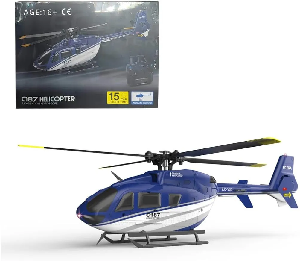 YuXiang C187 EC-135 RC Helicopter for Adults, 1:48 2.4G 4CH Single-Rotor RC EC-135 Airbus Helicopter Model Aviation Aircraft Toy with USB Charger Gift for Adults