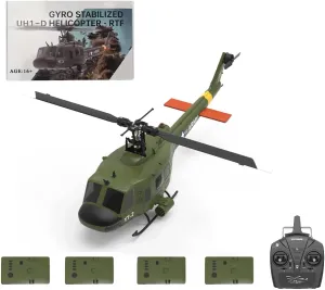 YUXIANG F07 1/34 Scale UH-1 Huey RC Helicopter, 2.4G 6CH Brushless Direct-Drive Remote Control Helicopter, 6G Flybarless Military RC Aircraft Model with Optical Flow Positioning