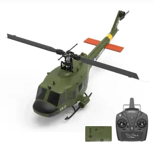 YUXIANG F07 UH-1 Huey RC Helicopter Model, 1/34 2.4G 6CH 6G/3D Brushless Direct-Drive Flybarless Military RC Aircraft for Adults Advanced Players, Optical Flow Positioning - RTF