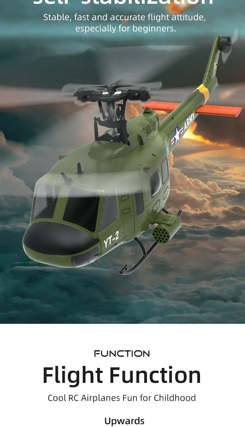 YUXIANG F07 UH-1 RC Helicopter for Huey, 1/34 Scale 6CH Brushless Direct-Drive 6G Flybarless Remote Control Helicopter, Optical Flow Positioning, RTF for Beginners & Enthusiasts