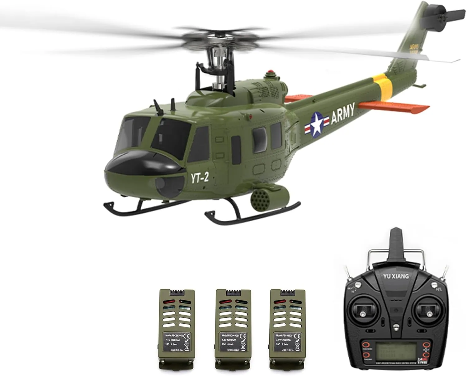 YUXIANG F07-V UH1D RC Helicopter, 1/34 Scale 6CH 2.4GHz Remote Control Aircraft Model, 3D/6G Brushless Direct-Drive Flybarless Military Helicopter for Adult - RTF