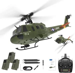 YUXIANG F07-V UH1D RC Helicopter, 1/34 Scale 6CH 2.4GHz Remote Control Aircraft Model, 3D/6G Brushless Direct-Drive Flybarless Military Helicopter for Adult - RTF