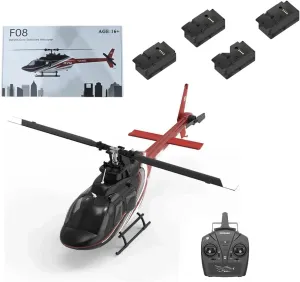YUXIANG F08 Bell 206 RC Helicopter for Adults, 1/27 2.4G 6CH Brushless Direct-Drive 6G Flybarless RC Helicopter with 6-Axis Gyro Optical Flow Positioning, RTF/ 4 Battery