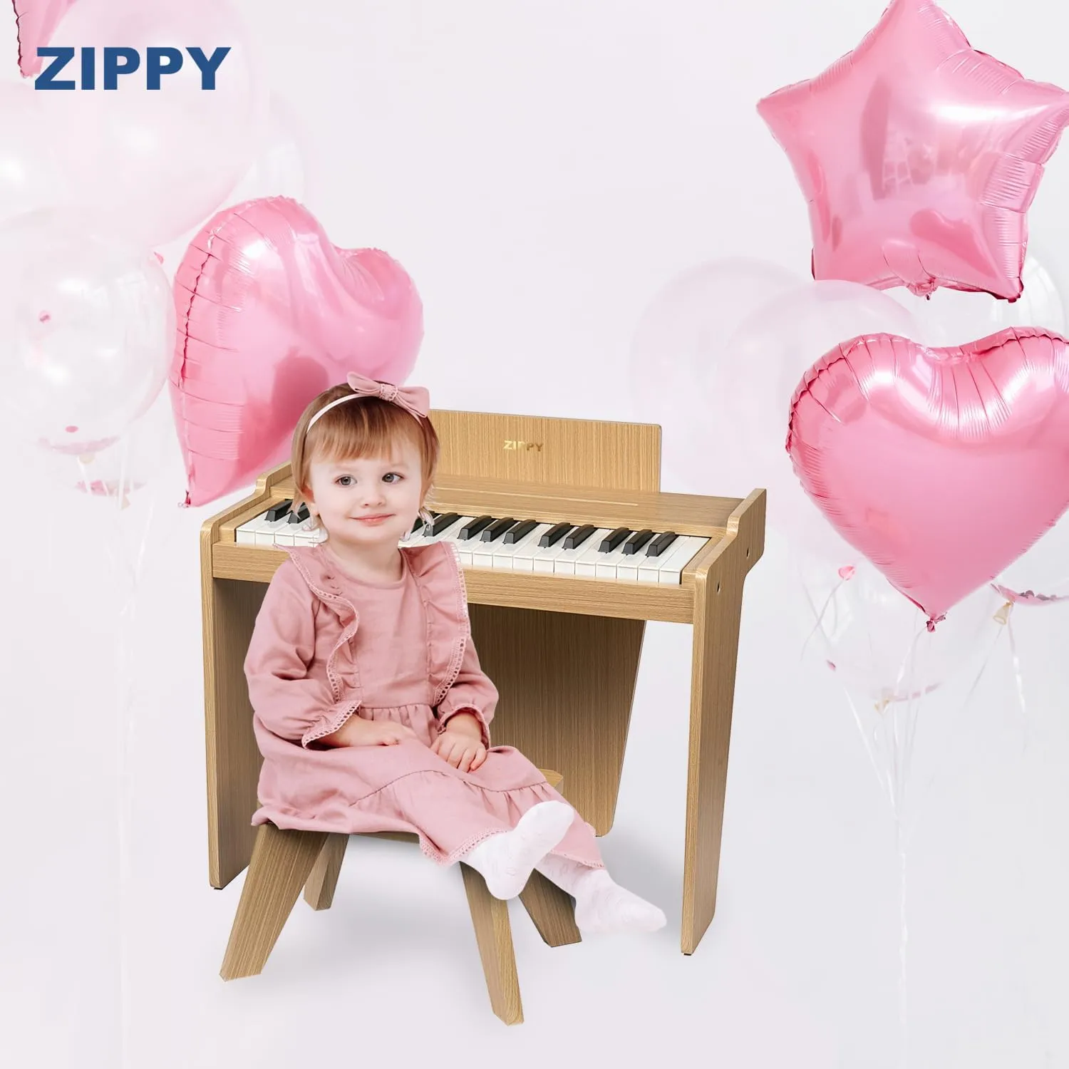 ZIPPY Kids Piano Keyboard, 37 Keys Digital Piano for Kids, Music Educational Instrument Toy, Wood Piano for 3  Girls and Boys, Oak Basic