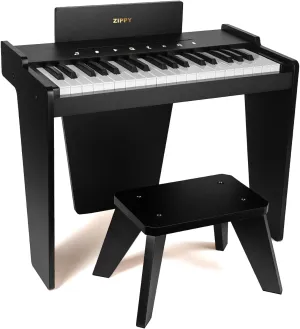 ZIPPY Kids Piano Keyboard, 37 Keys Digital Piano for Kids, Touch Sensitive Control Panel, Built-in Songs, Volume Adjustable, Music Educational Instrument, Wood Piano for 3  Girls and Boys, Black Plus
