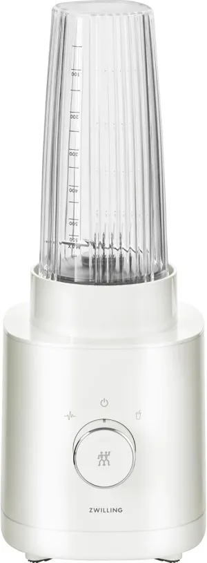 ZWILLING Enfinigy Personal Blender, Piranha Teeth Cross Blade for Ultimate Blending, Smoothies, Shakes and More, 20 fl oz Breakproof Travel Cup with Lid, BPA Free, White