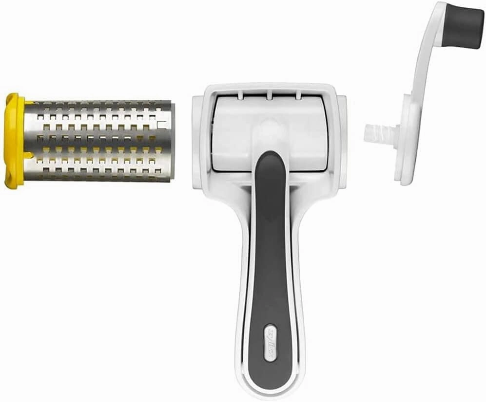 Zyliss Restaurant Cheese Grater - Gift for Cooks - Culinary Chef Gift - Handheld Rotary Grater - Cheese, Vegetable, and Nut Shredder for Right- & Left-Handed Cooks - NSF Restaurant Certified - White